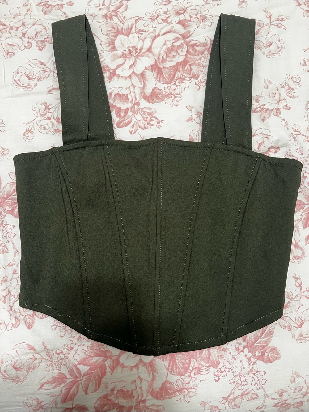 Forever 21 Olive Green Structured Crop Bustier Top